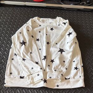 White Sweatshirt with Black Star Pattern